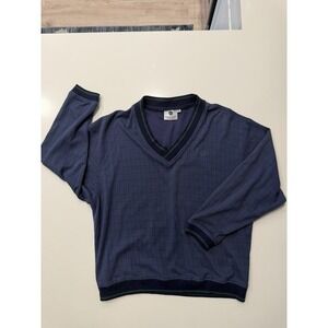 Wimbledon Vintage All England Tennis V-Neck Sweater Navy Plaid XL Mens